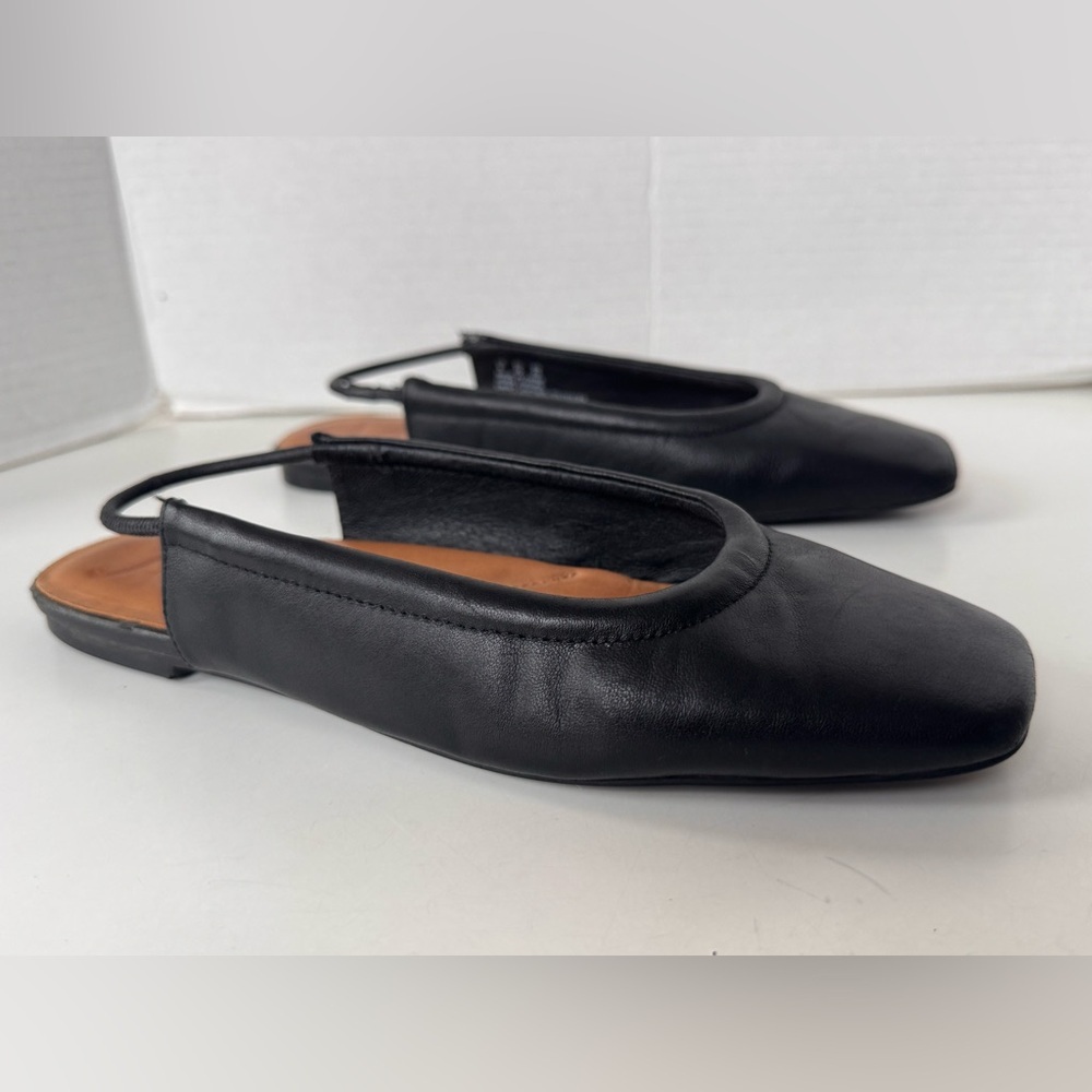 Eric Javits Peyton Black Leather Slingback Flat Shoes Women’s Size 8 - Picture 2 of 13